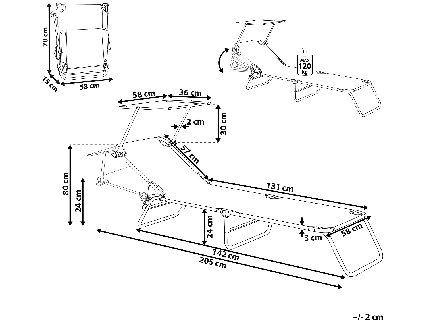 Transat FOLIGNO II Métal Gris