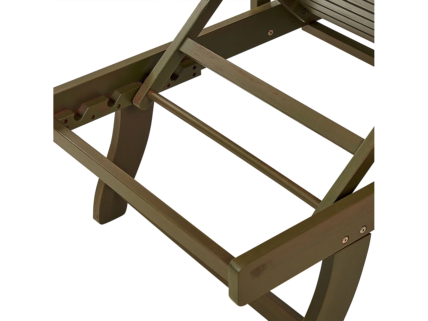 Chaise longue inclinable en bois d'acacia et coussin taupe AMANTEA