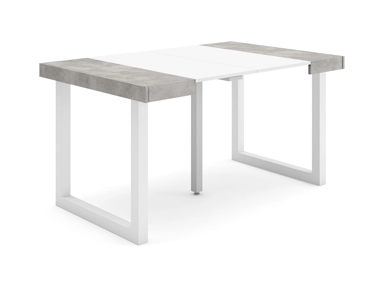 Table console extensible, 140x90x73cm, Pour 6 personnes, Pieds bois massif, Ciment