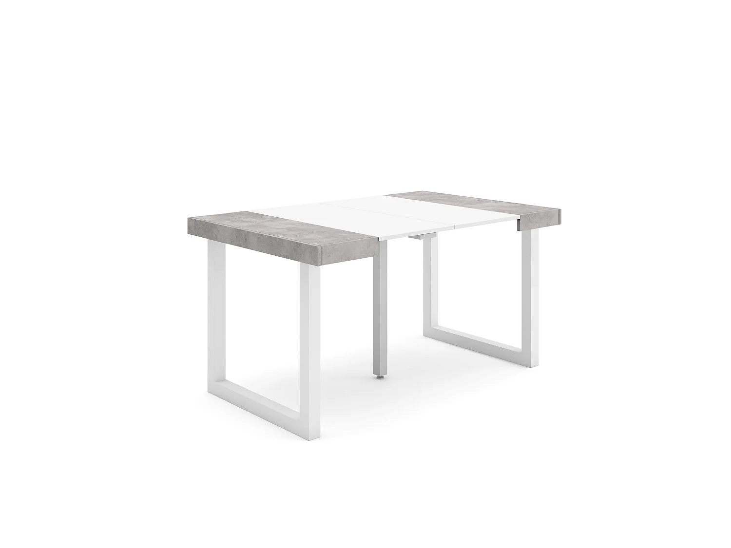 Uitschuifbare Consoletafel, 140x90x73cm, Voor 6 personen, Massief houten poten, Cement