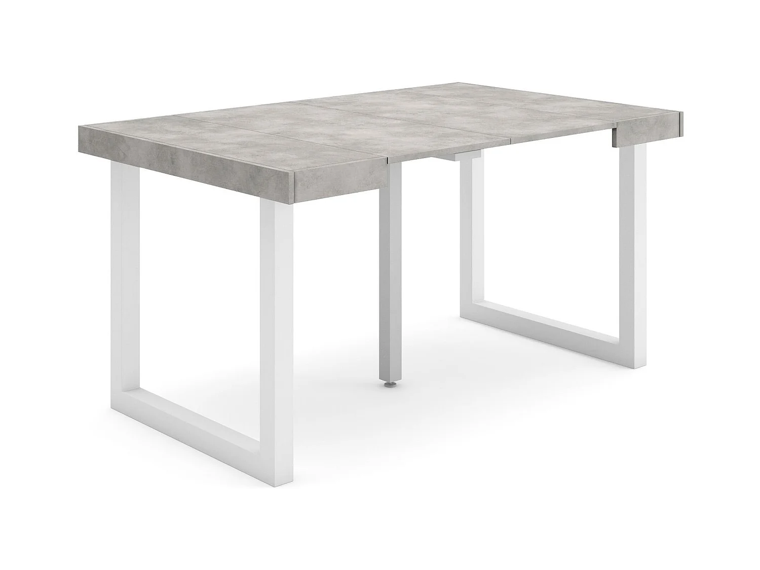 Table console extensible, 140x90x73cm, Pour 6 personnes, Pieds bois massif, Ciment