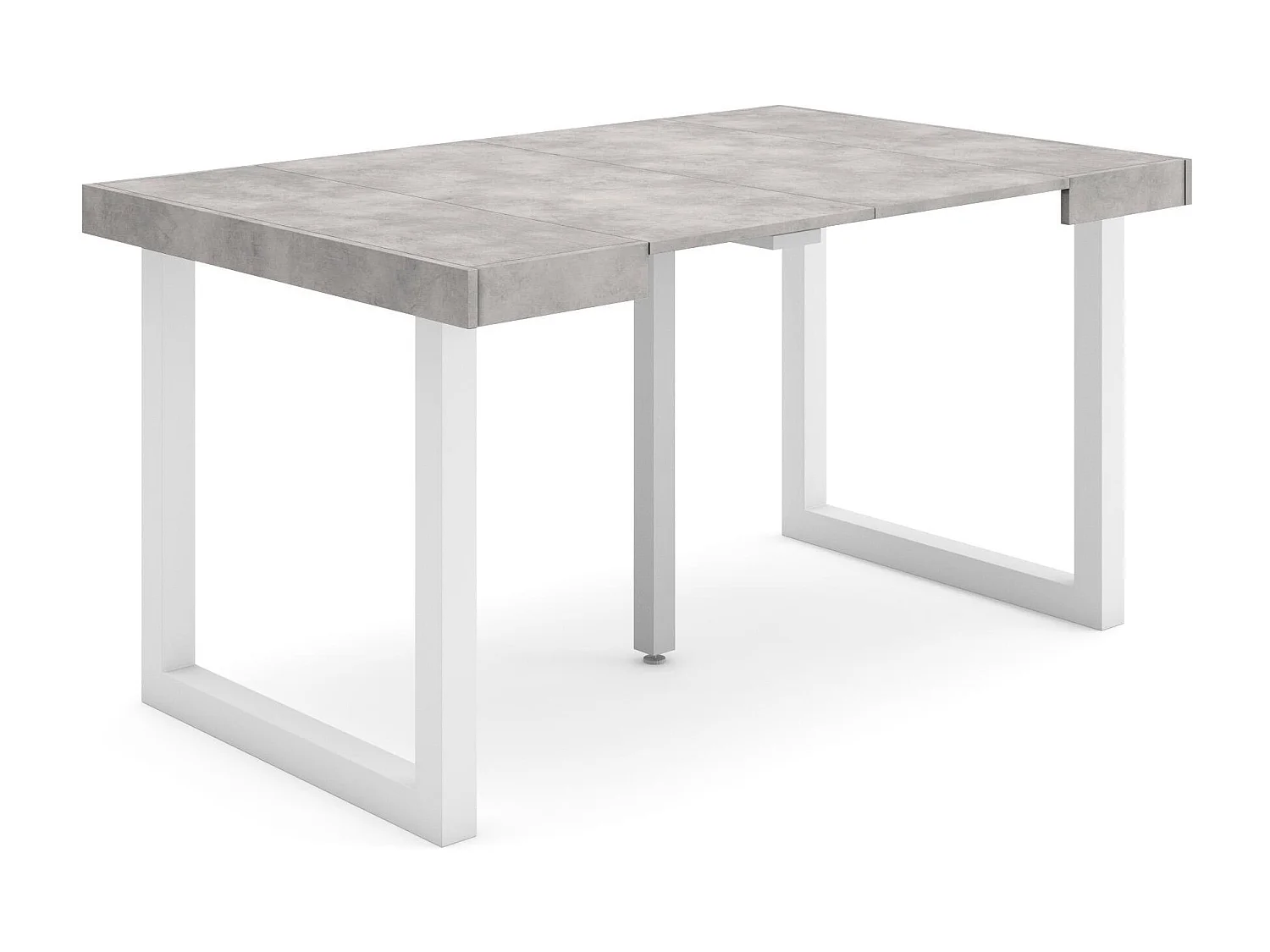 Uitschuifbare Consoletafel, 140x90x73cm, Voor 6 personen, Massief houten poten, Cement