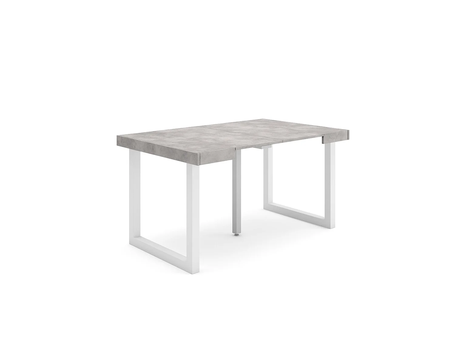 Uitschuifbare Consoletafel, 140x90x73cm, Voor 6 personen, Massief houten poten, Cement