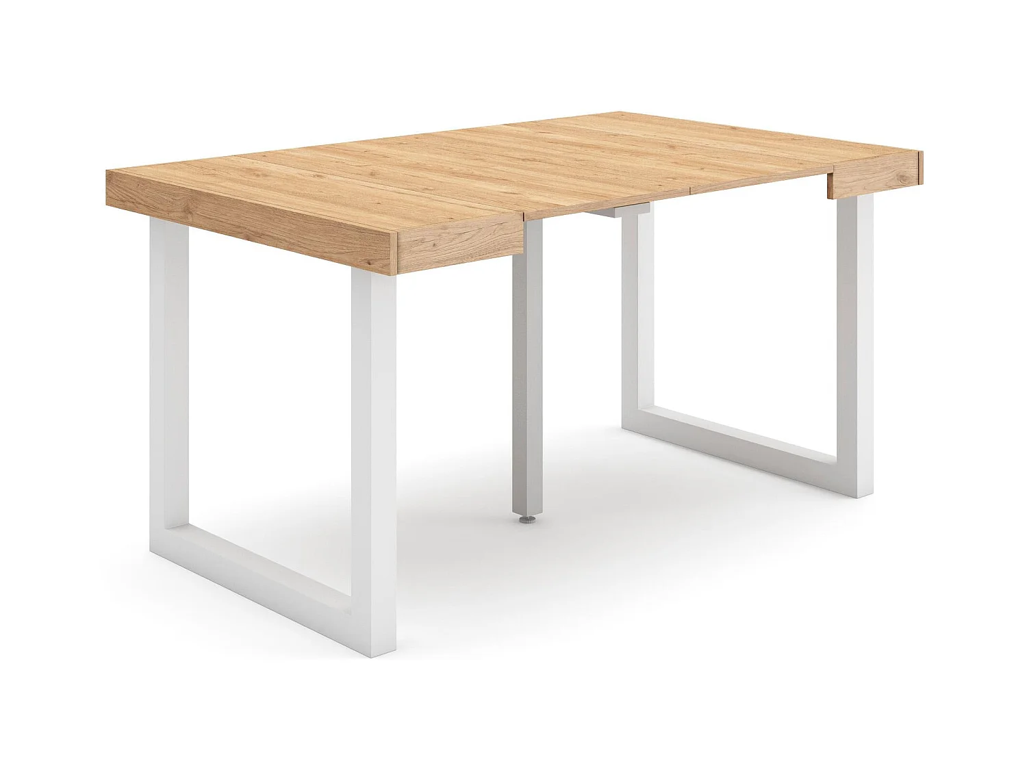 Uitschuifbare Consoletafel, 140x90x73cm, Voor 6 personen, Massief houten poten, Eiken