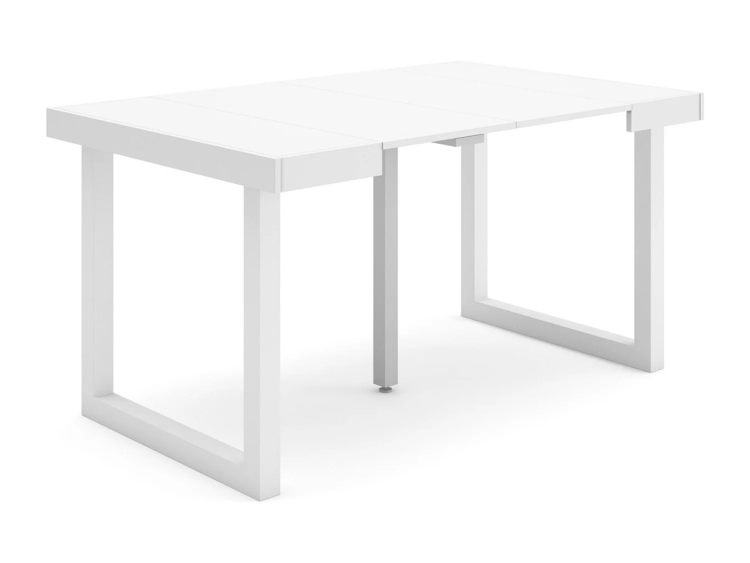 Mesa Consola extensible, 140x90x73cm, Para 6 comensales, Patas madera maciza, Blanco