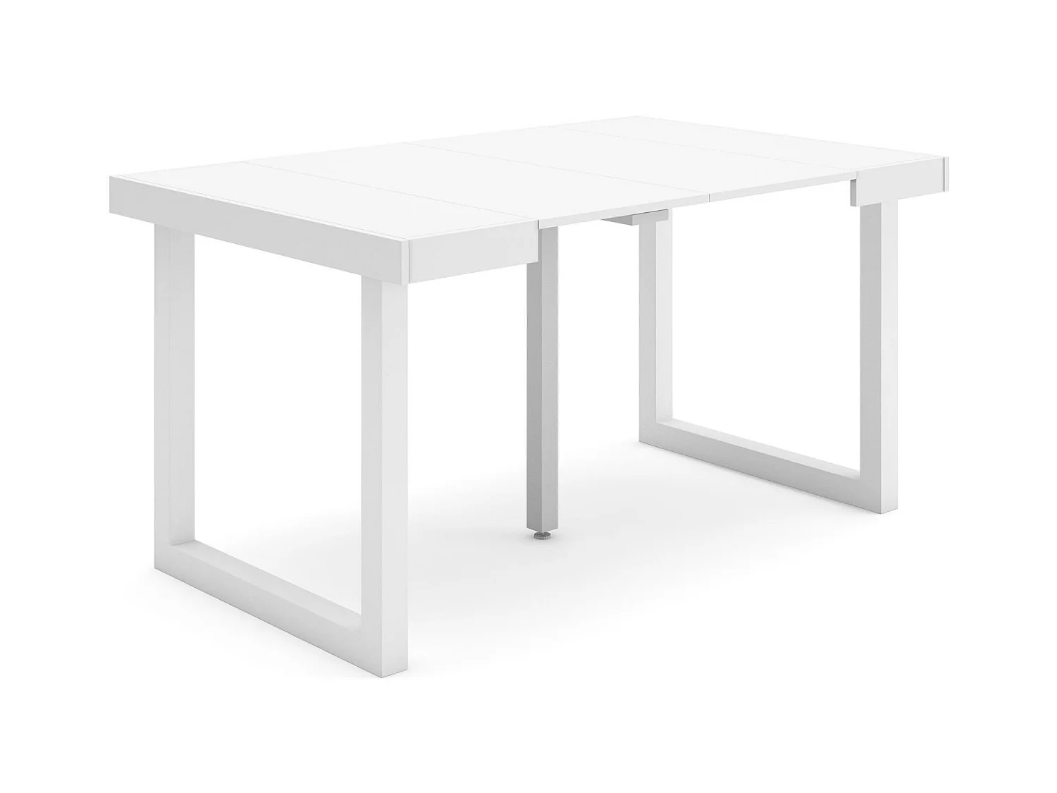 Uitschuifbare Consoletafel, 140x90x73cm, Voor 6 personen, Massief houten poten, Wit