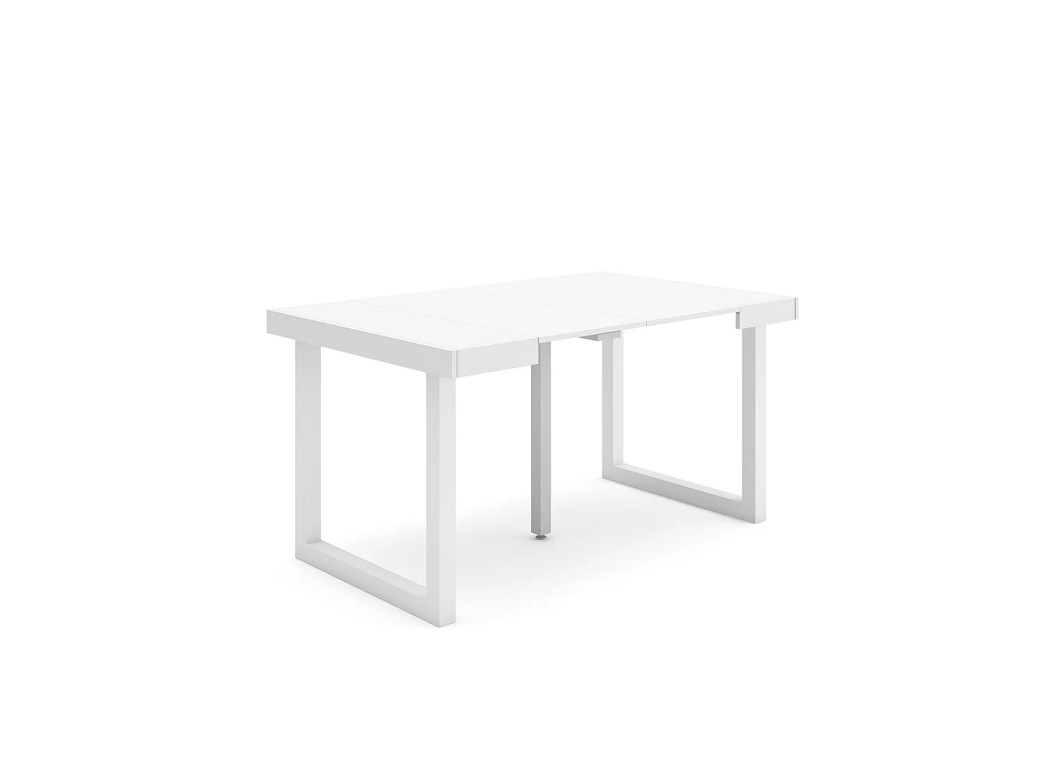 Table console extensible, 140x90x73cm, Pour 6 personnes, Pieds bois massif, Blanc