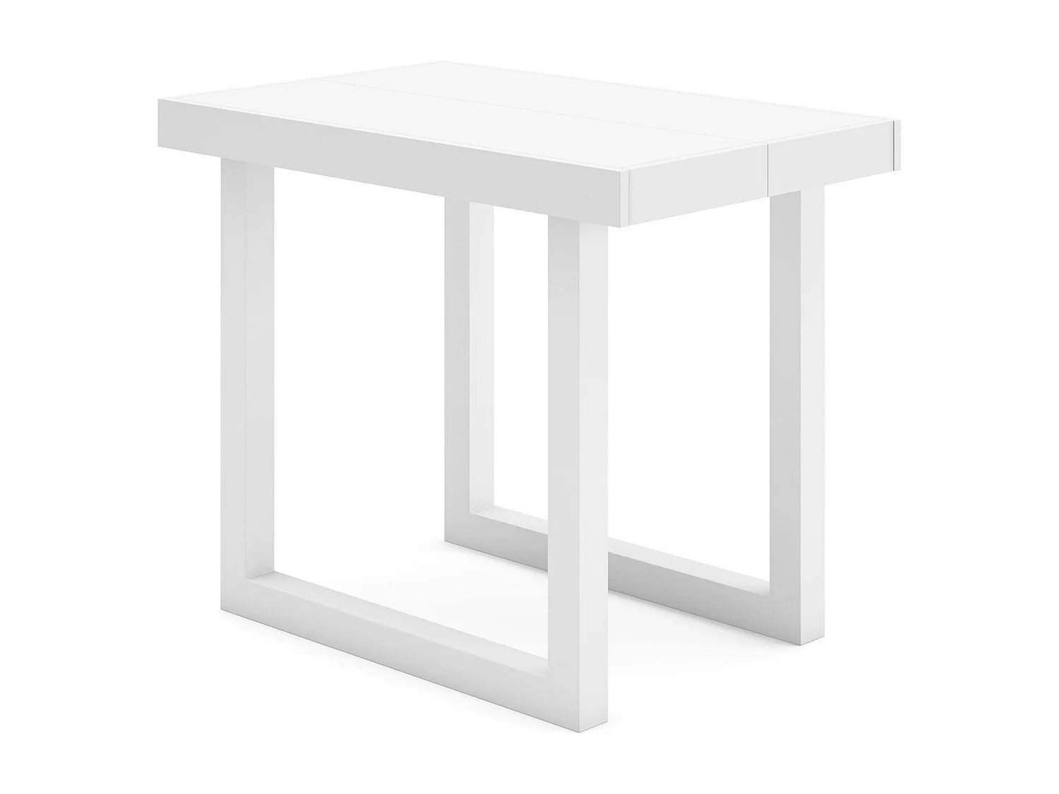 Table console extensible, 140x90x73cm, Pour 6 personnes, Pieds bois massif, Blanc