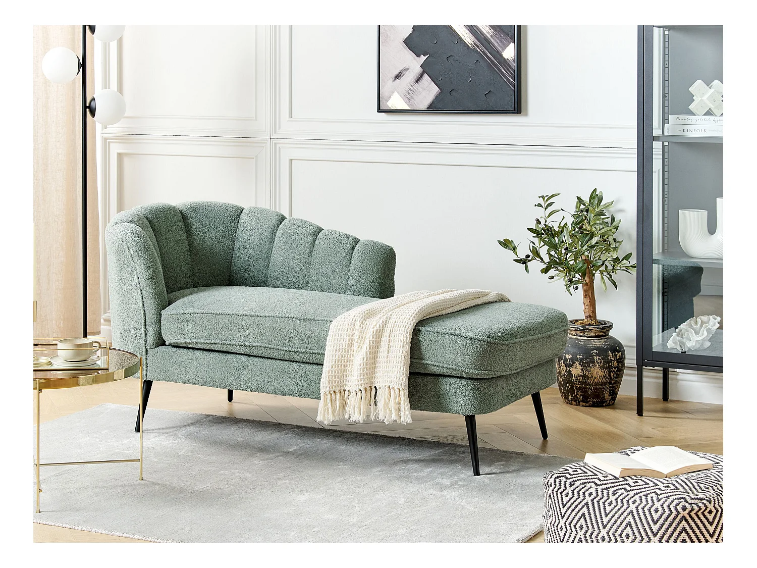 Chaise longue côté droite ALLIER Bouclé Vert