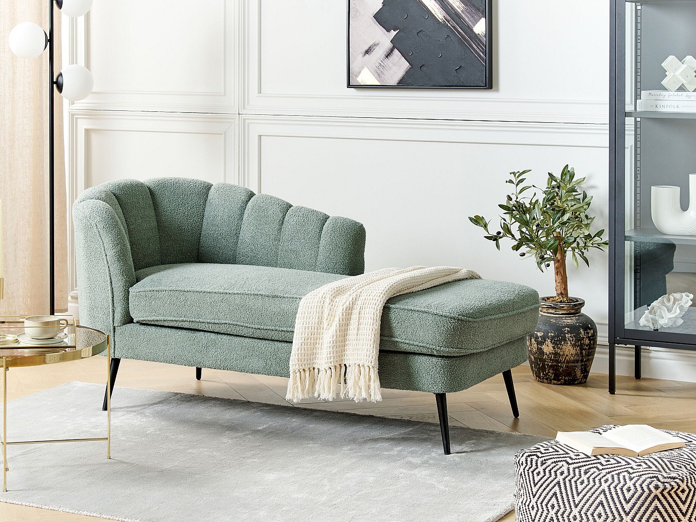 Divan côté gauche en boucle vert ALLIER
