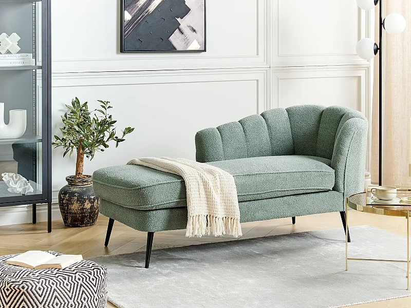 Rechtszijdige chaise longue ALLIER Bouclé Groen