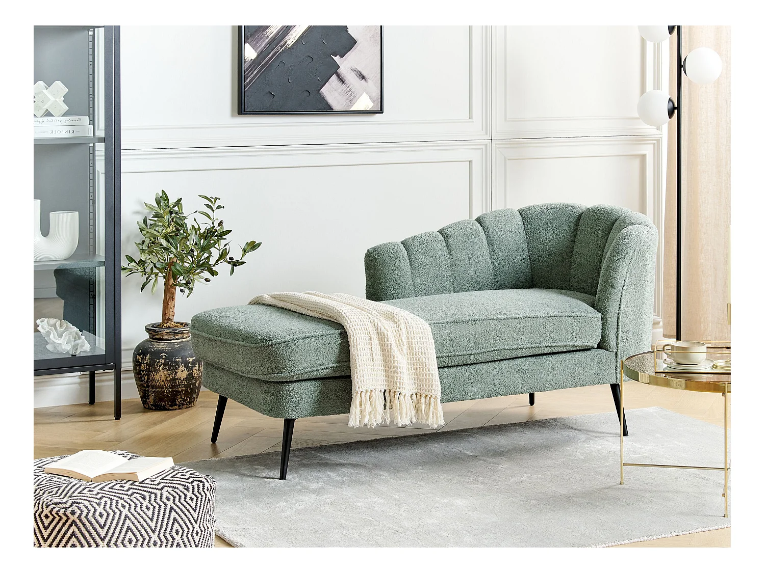 Chaise longue côté droit ALLIER Bouclé Vert
