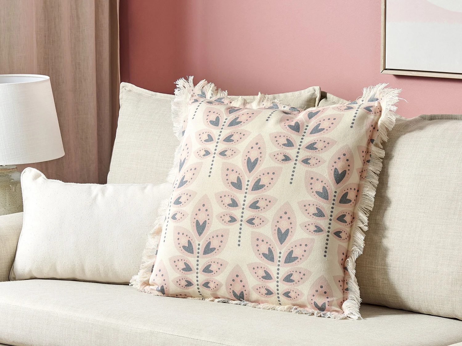 Coussin RUDBECKIA 60 x 60 cm Beige clair Motif de plante