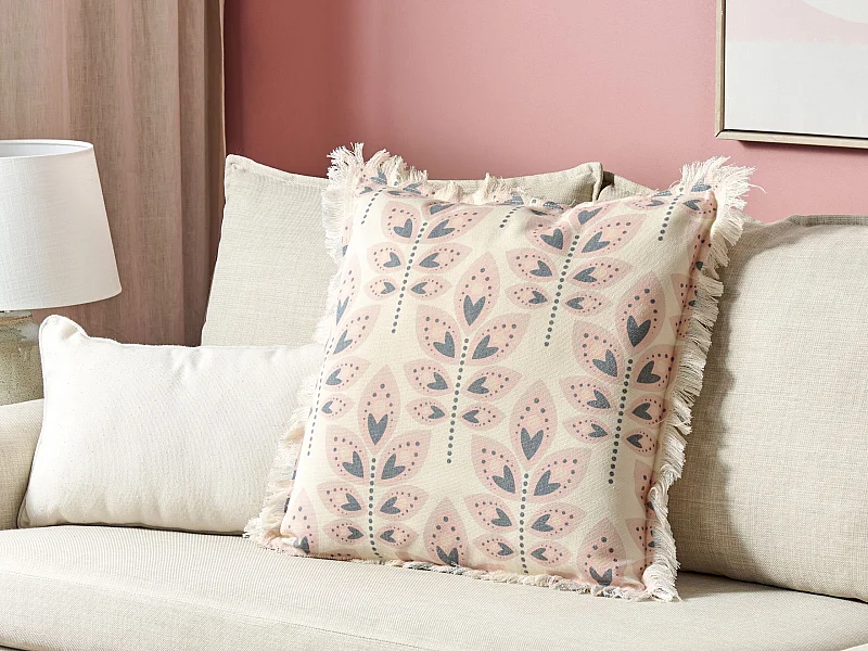 Coussin RUDBECKIA 60 x 60 cm Beige clair Motif de plante