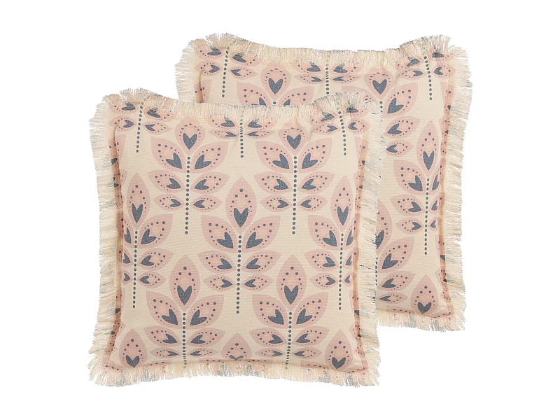 Dekokissen 2er Set RUDBECKIA 60 x 60 cm Hellbeige Pflanzenmuster