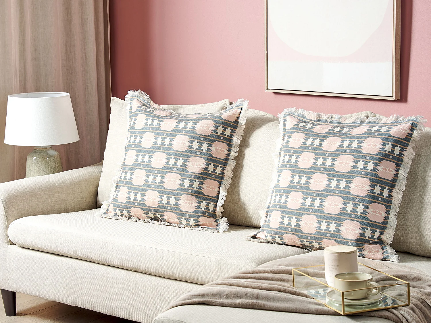 Lot de 2 coussins décoratifs DIANTHUS 60 x 60 cm Multicolore Motif géométrique