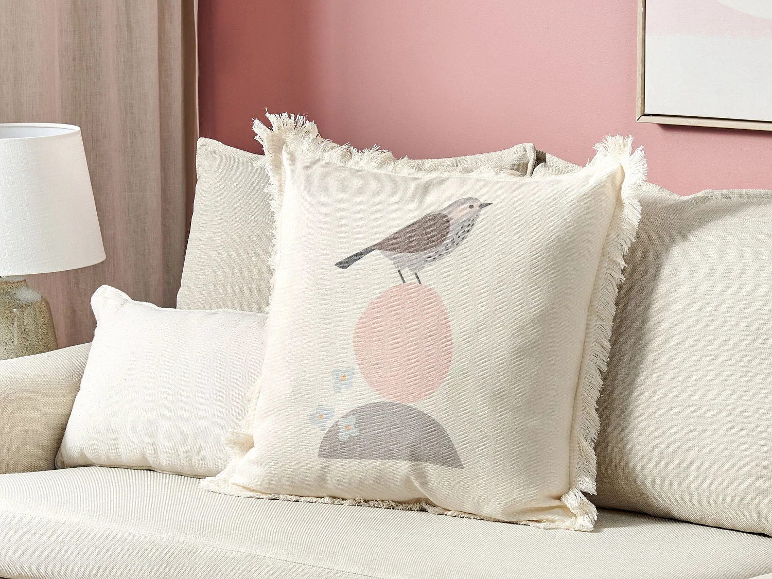 Coussin WATTLE 60 x 60 cm Beige clair Motif animal