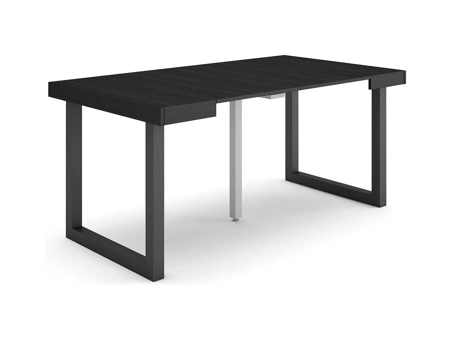 Table console extensible, 160x90x73cm, Pour 8 personnes, Pieds bois massif, Noir