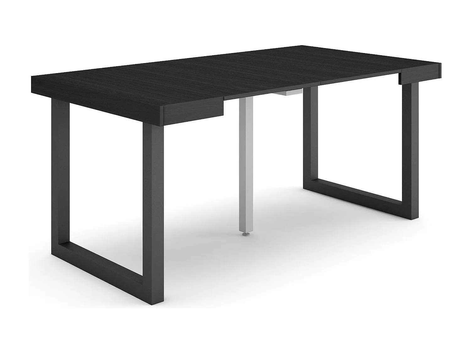 Consolle allungabile, 160x90x73cm, Per 8 persone, Gambe in legno, Nero