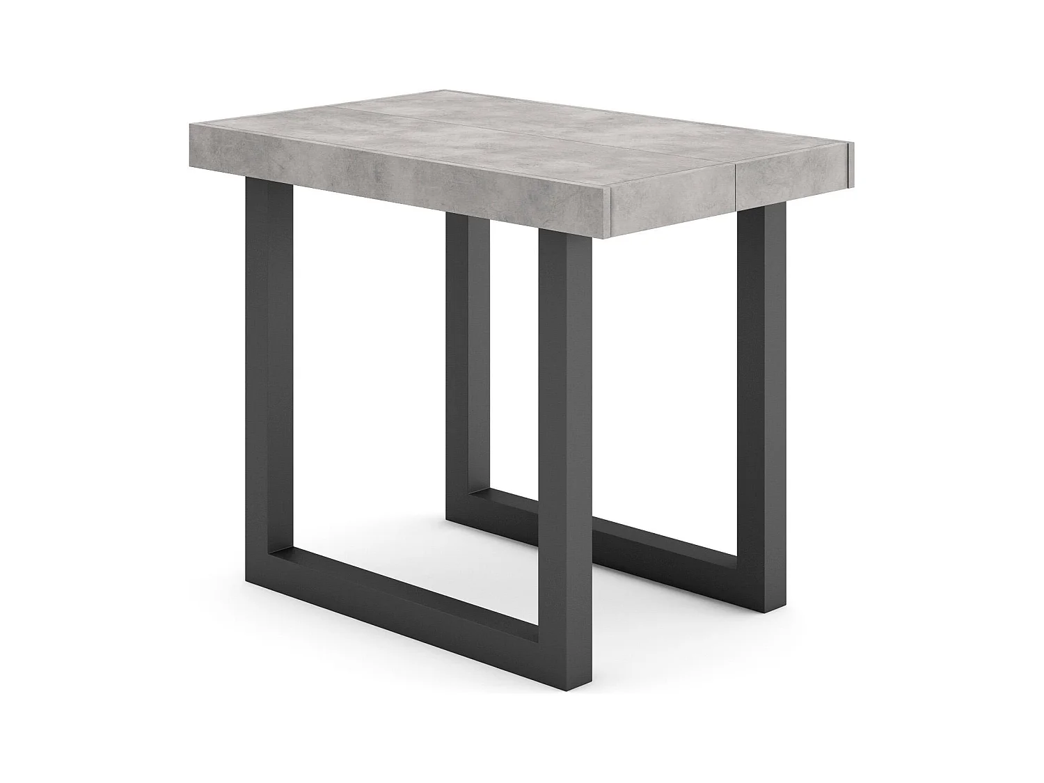 Table console extensible, 160x90x73cm, Pour 8 personnes, Pieds bois massif, Ciment
