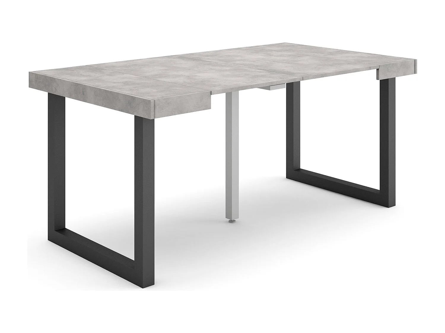 Table console extensible, 160x90x73cm, Pour 8 personnes, Pieds bois massif, Ciment
