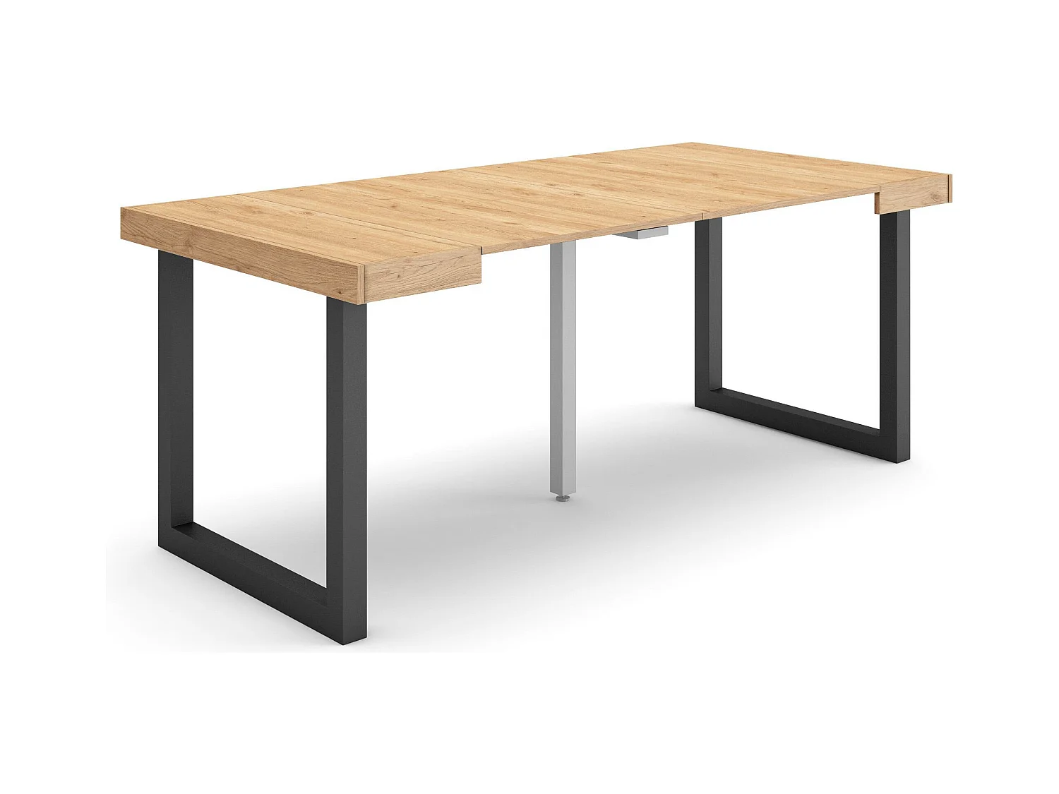 Table console extensible, 180x90x73cm, Pour 8 personnes, Pieds bois massif, Chêne