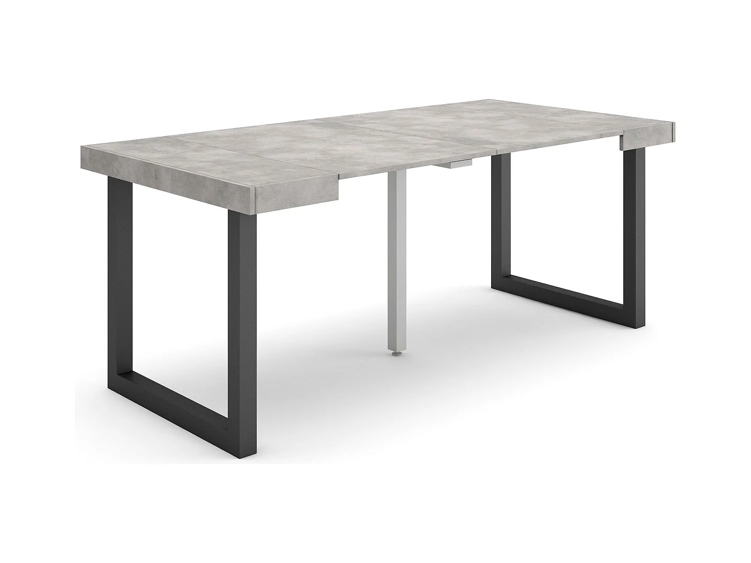 Table console extensible, 180x90x73cm, Pour 8 personnes, Pieds bois massif, Ciment
