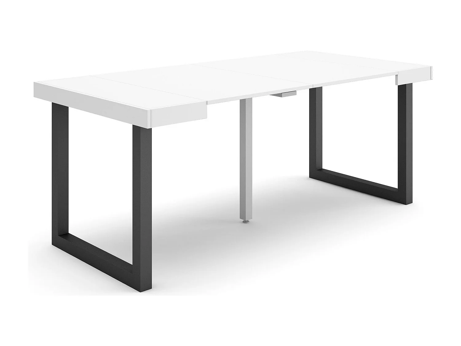 Ausziehbarertisch, 180x90x73cm, Für 8 Gäste, Massivholz Beine, Weiß