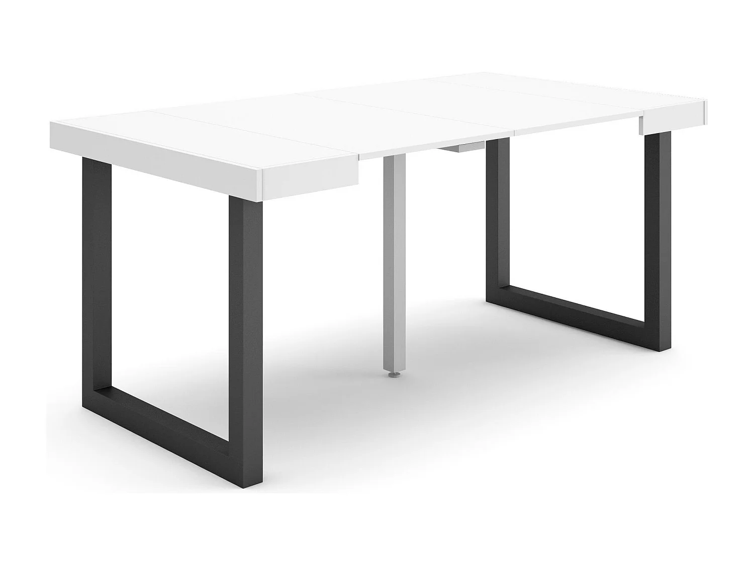 Ausziehbarertisch, 160x90x73cm, Für 8 Gäste, Massivholz Beine, Weiß