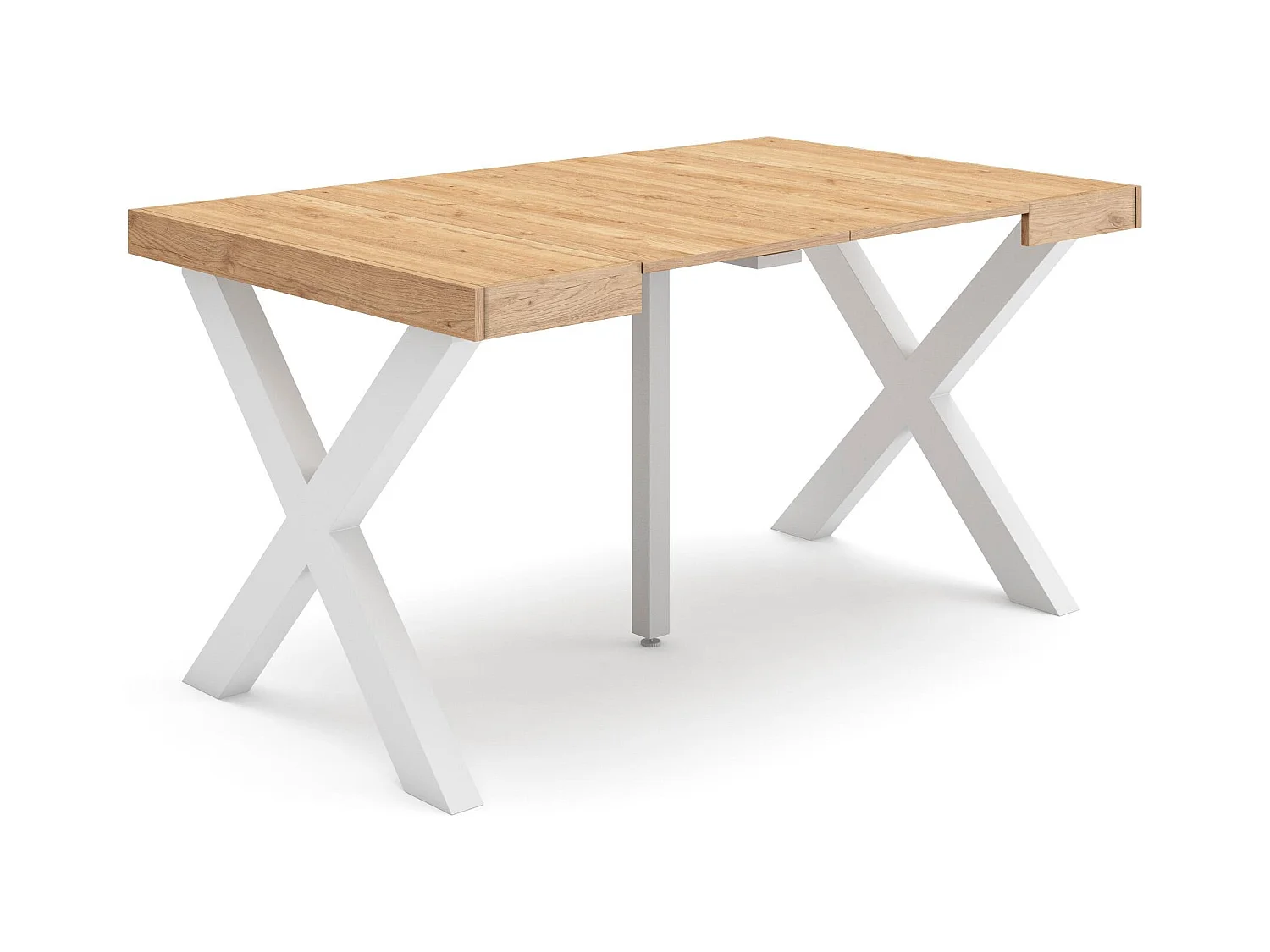 Table console extensible, 140x90x73cm, Pour 6 personnes, Pieds bois massif, Chêne