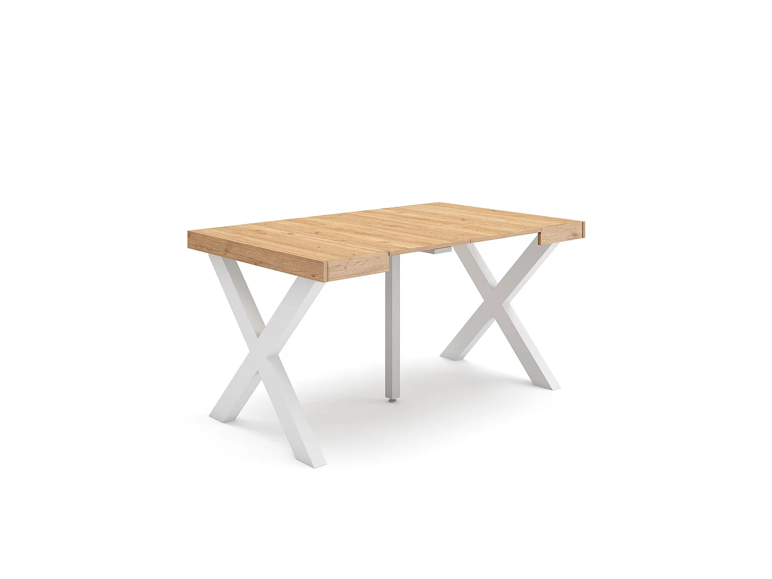 Table console extensible, 140x90x73cm, Pour 6 personnes, Pieds bois massif, Chêne