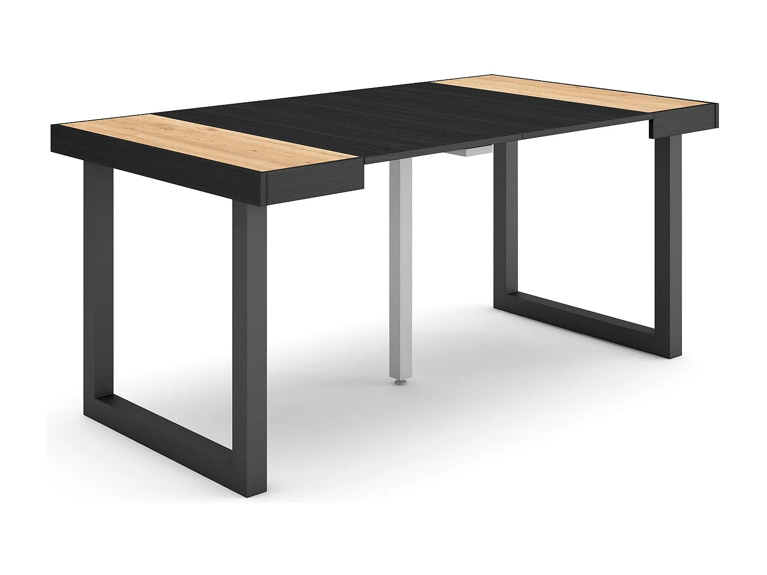 Mesa Consola Extensível, 160x90x73cm, Para 8 pessoas, Pés de madeira, Carvahlo e preto