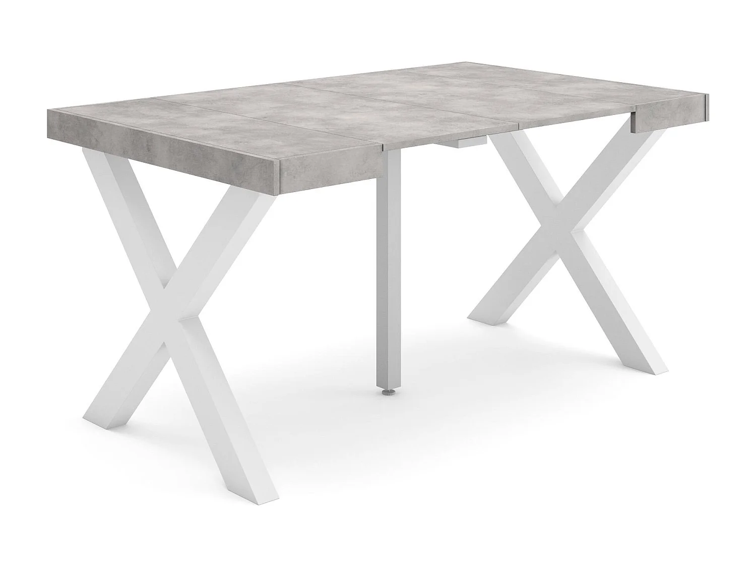 Table console extensible, 140x90x73cm, Pour 6 personnes, Pieds bois massif, Ciment
