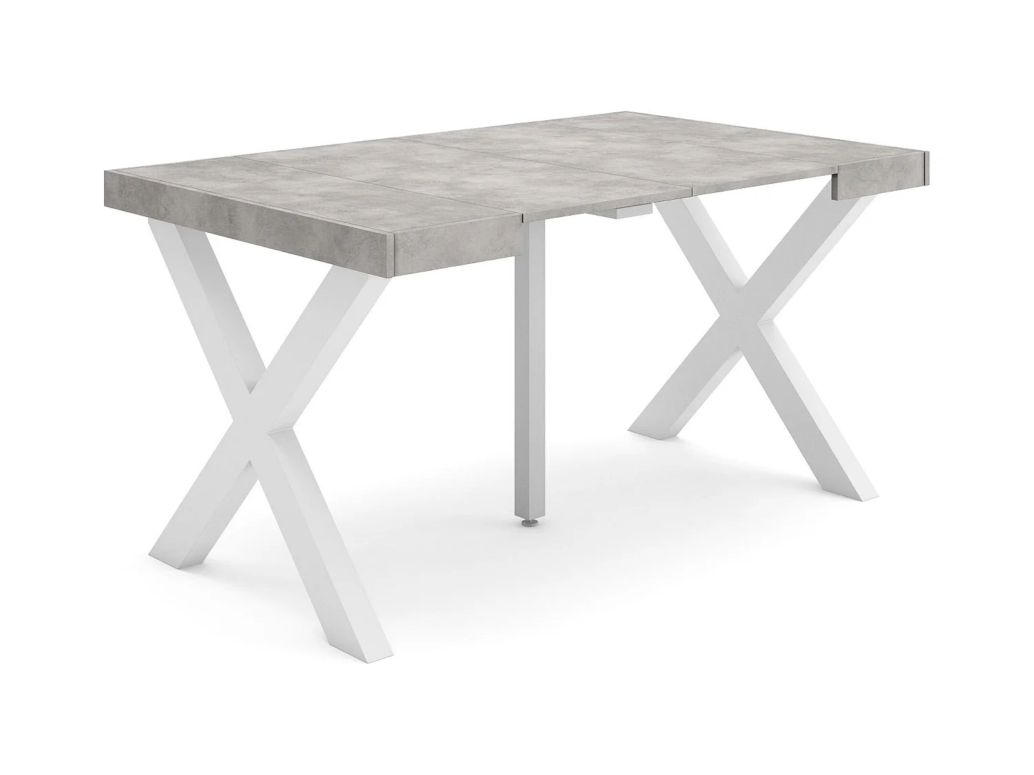 Table console extensible, 140x90x73cm, Pour 6 personnes, Pieds bois massif, Ciment
