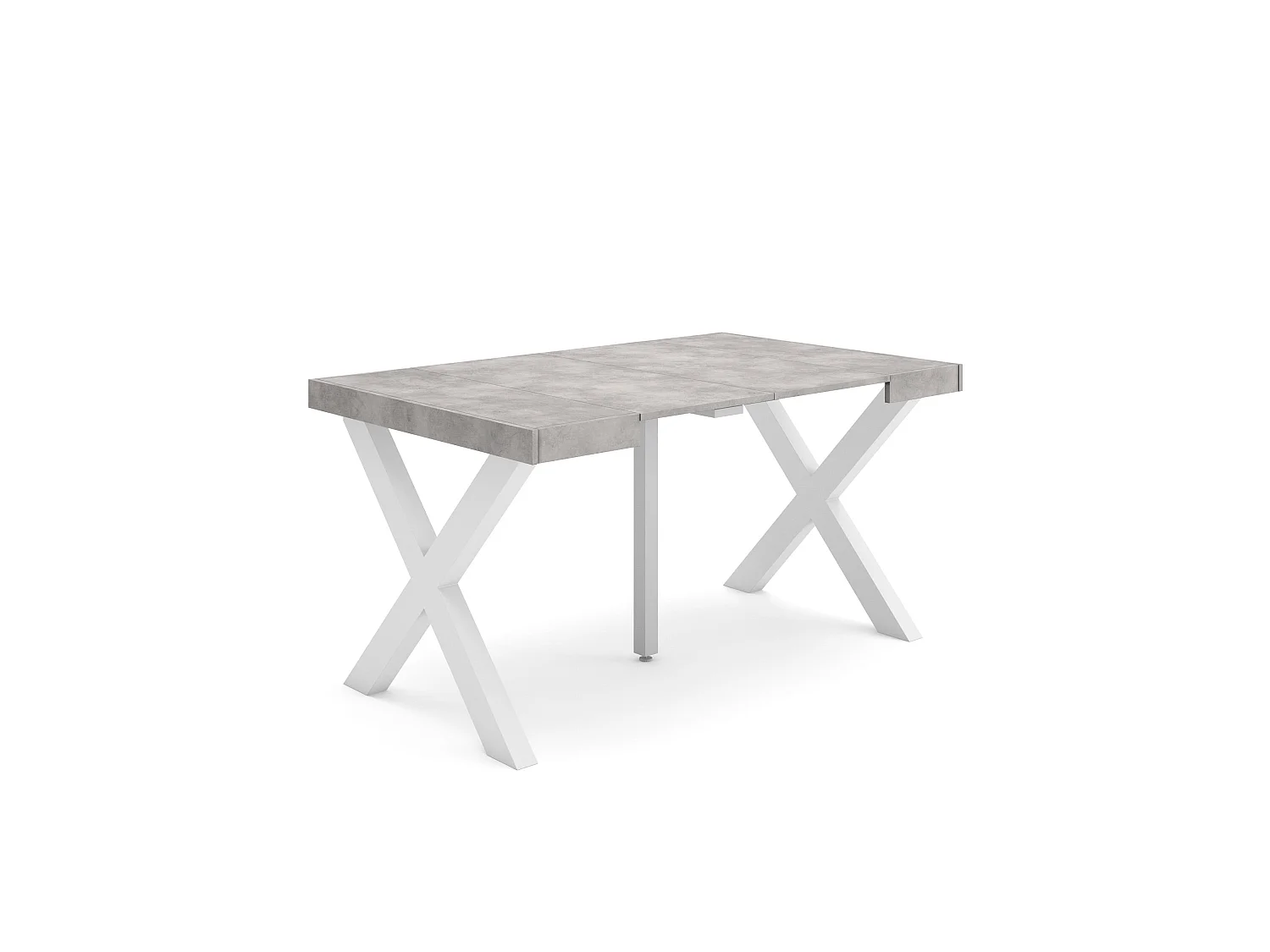 Table console extensible, 140x90x73cm, Pour 6 personnes, Pieds bois massif, Ciment