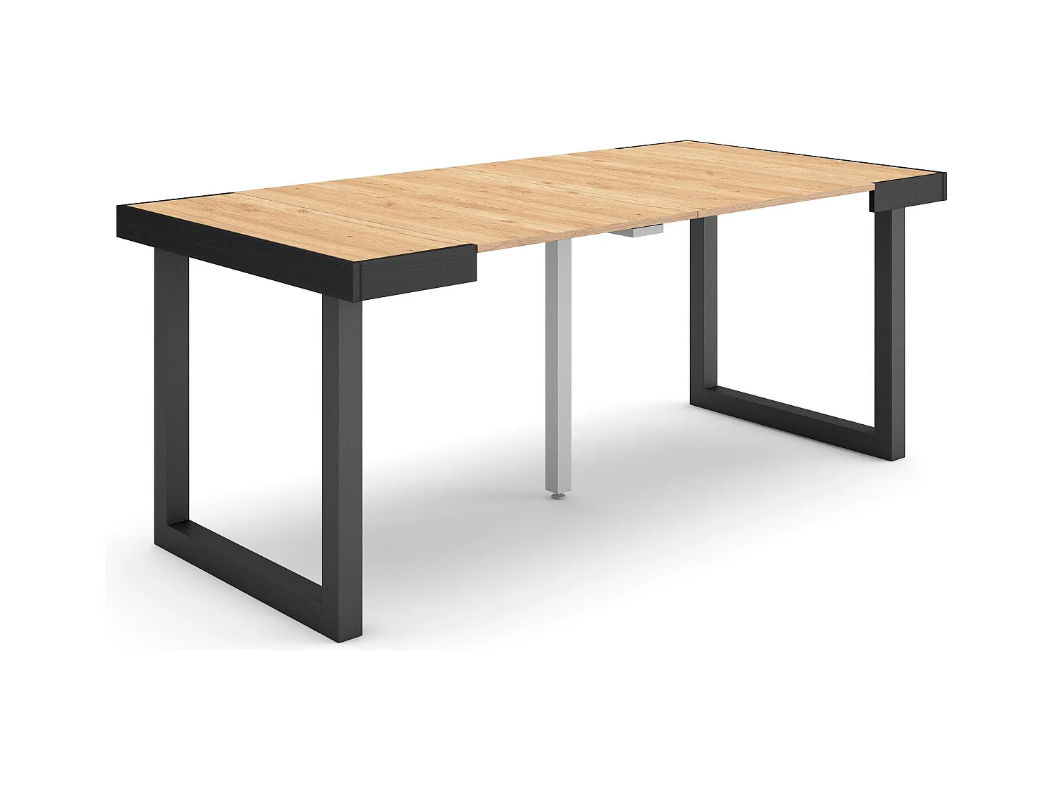 Table console extensible, 180x90x73cm, Pour 8 personnes, Pieds bois massif, Chêne