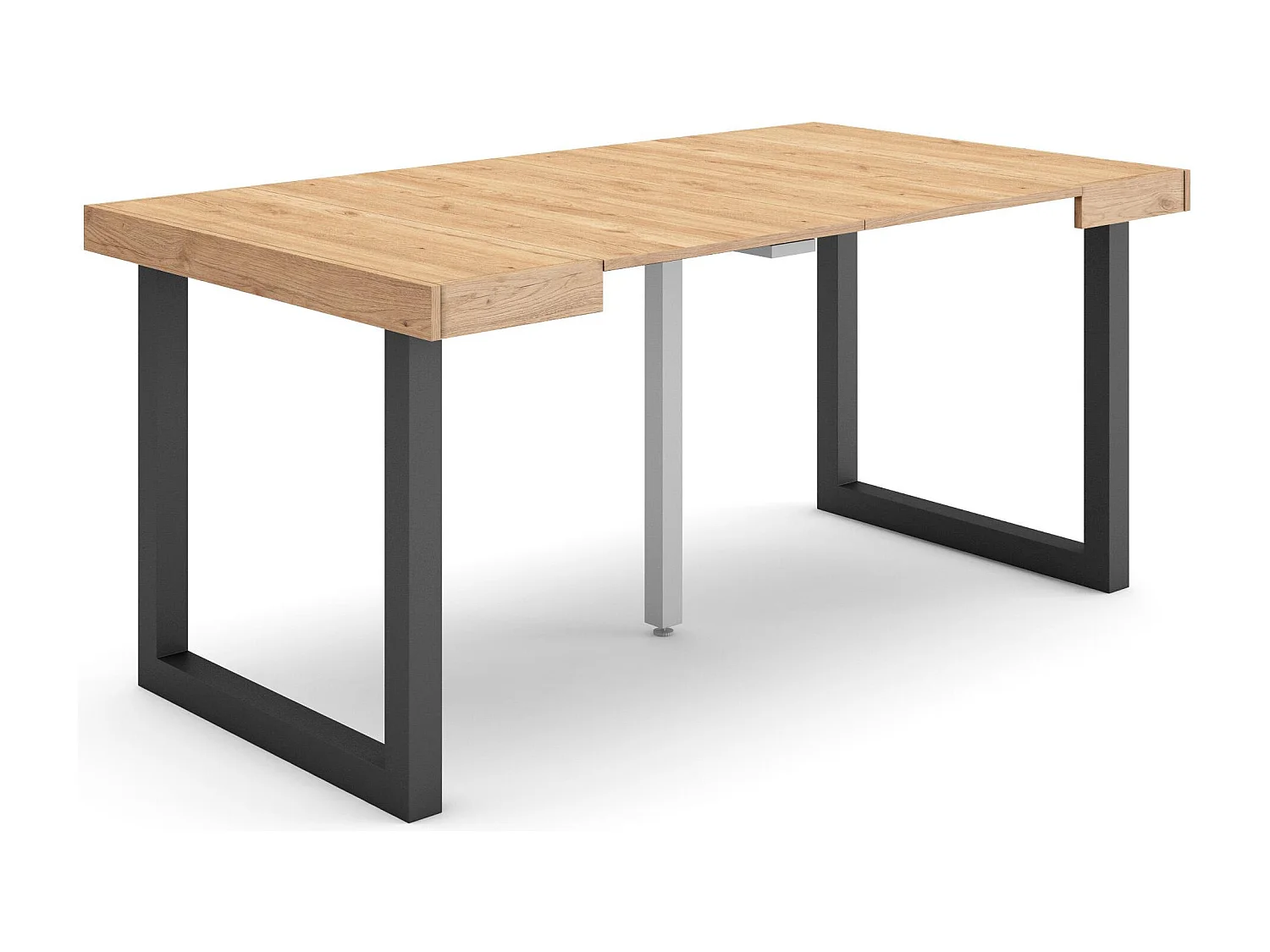 Uitschuifbare Consoletafel, 160x90x73cm, Voor 8 personen, Massief houten poten, Eiken