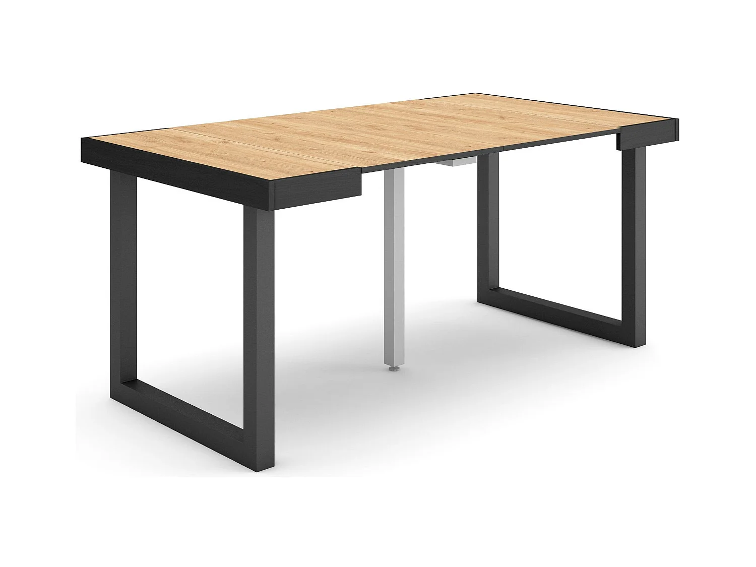 Table console extensible, 160x90x73cm, Pour 8 personnes, Pieds bois massif, Chêne