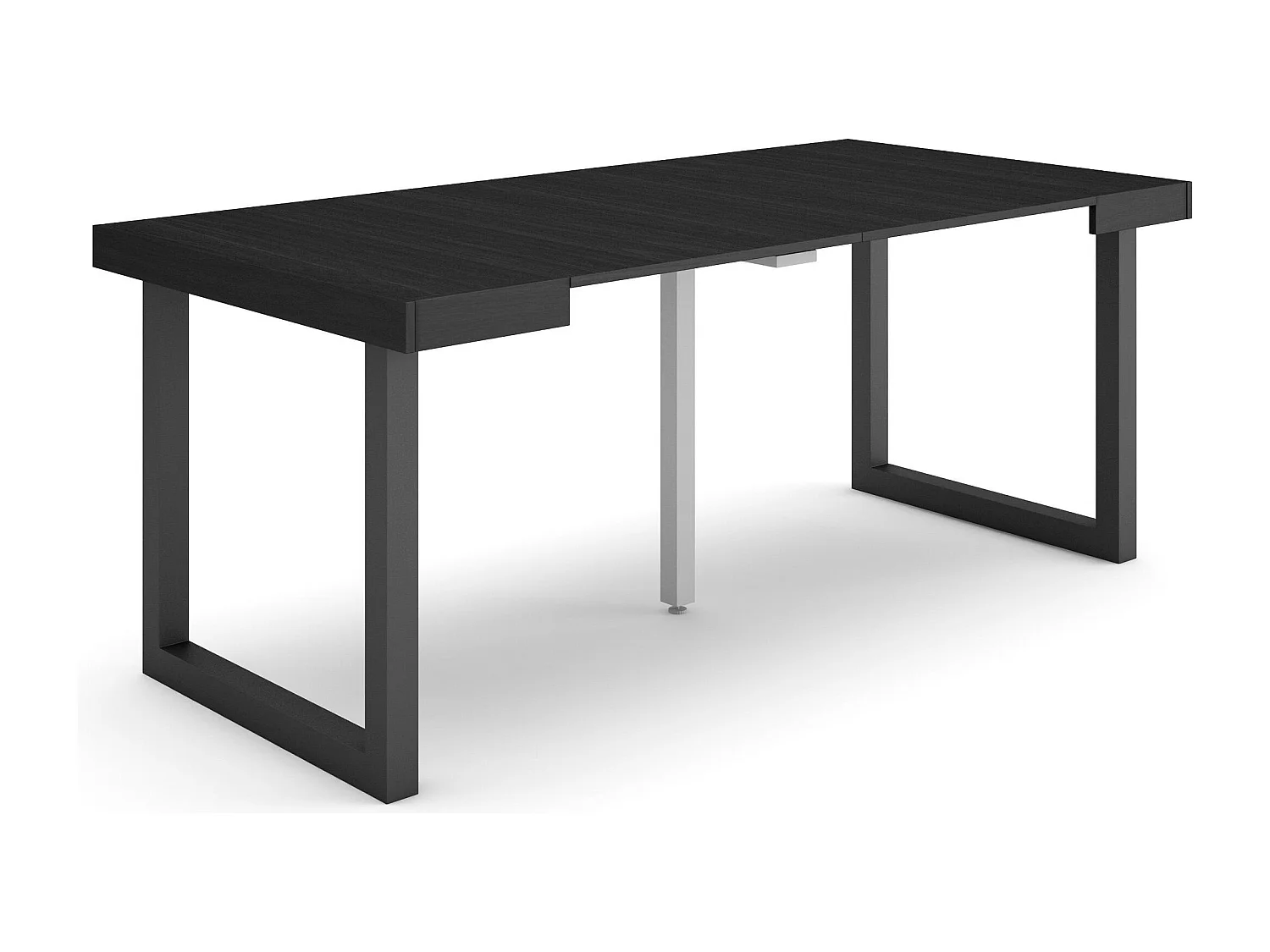 Ausziehbarertisch, 180x90x73cm, Für 8 Gäste, Massivholz Beine, Schwarz