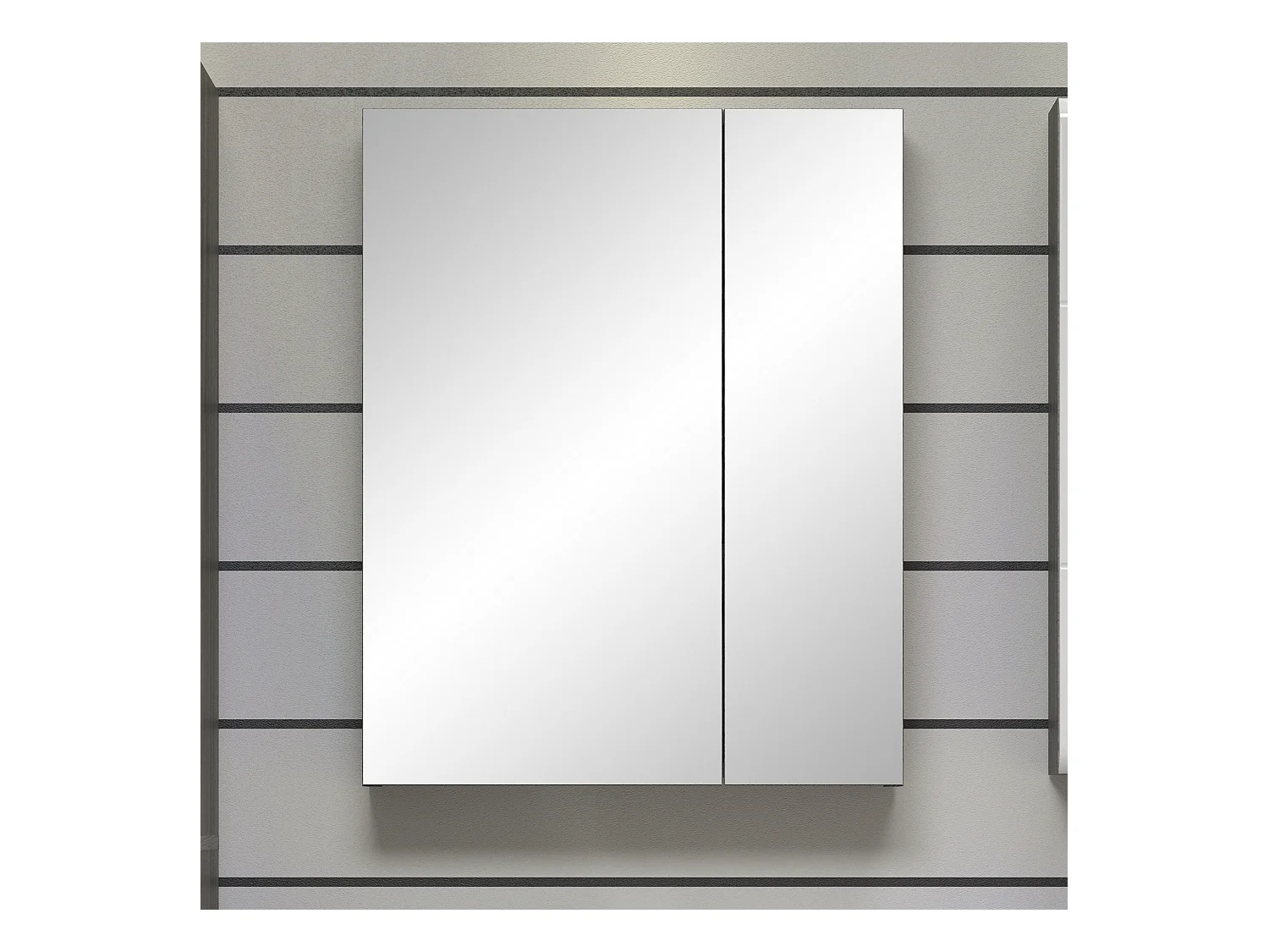Grijze wandkast met 2 Touka spiegeldeuren 60 cm