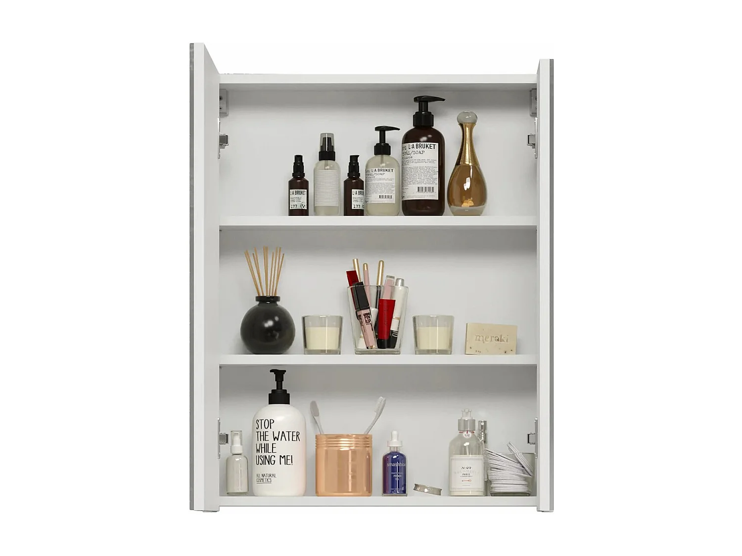 Spiegelwandkast 2 deuren 3 planken Randy 60 cm