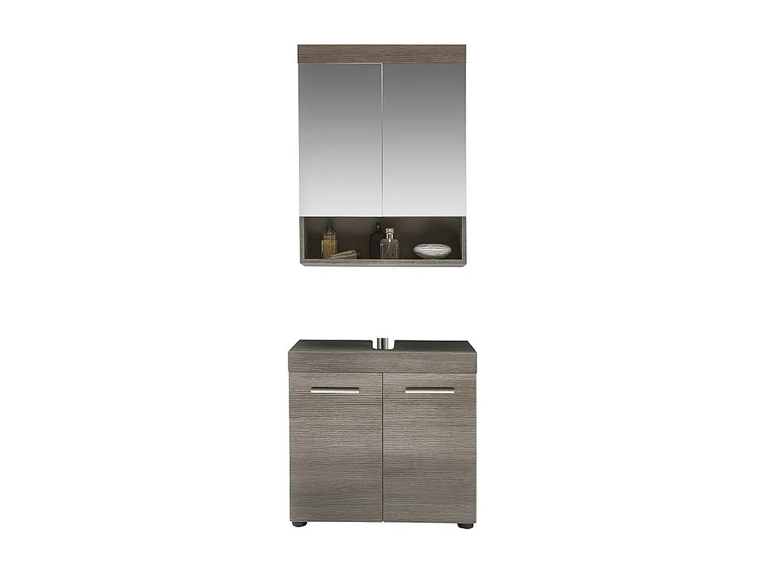 Ensemble meuble salle de bain 2 pièces mélaminé chêne foncé Rune