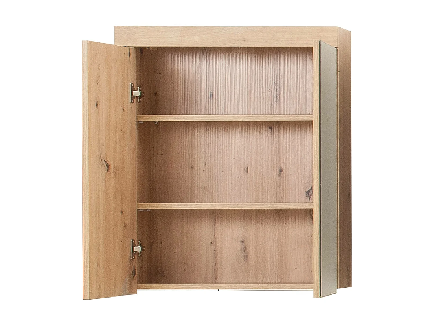 Ensemble meuble de salle de bain avec miroir 3 pièces laqué blanc chêne clair Kelia