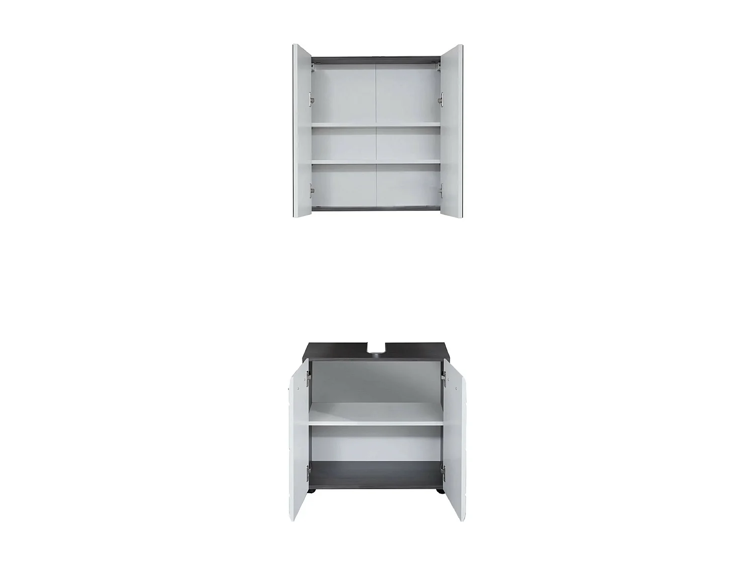 Ensemble meuble de salle de bain 2 pièces blanc et gris Bezzi