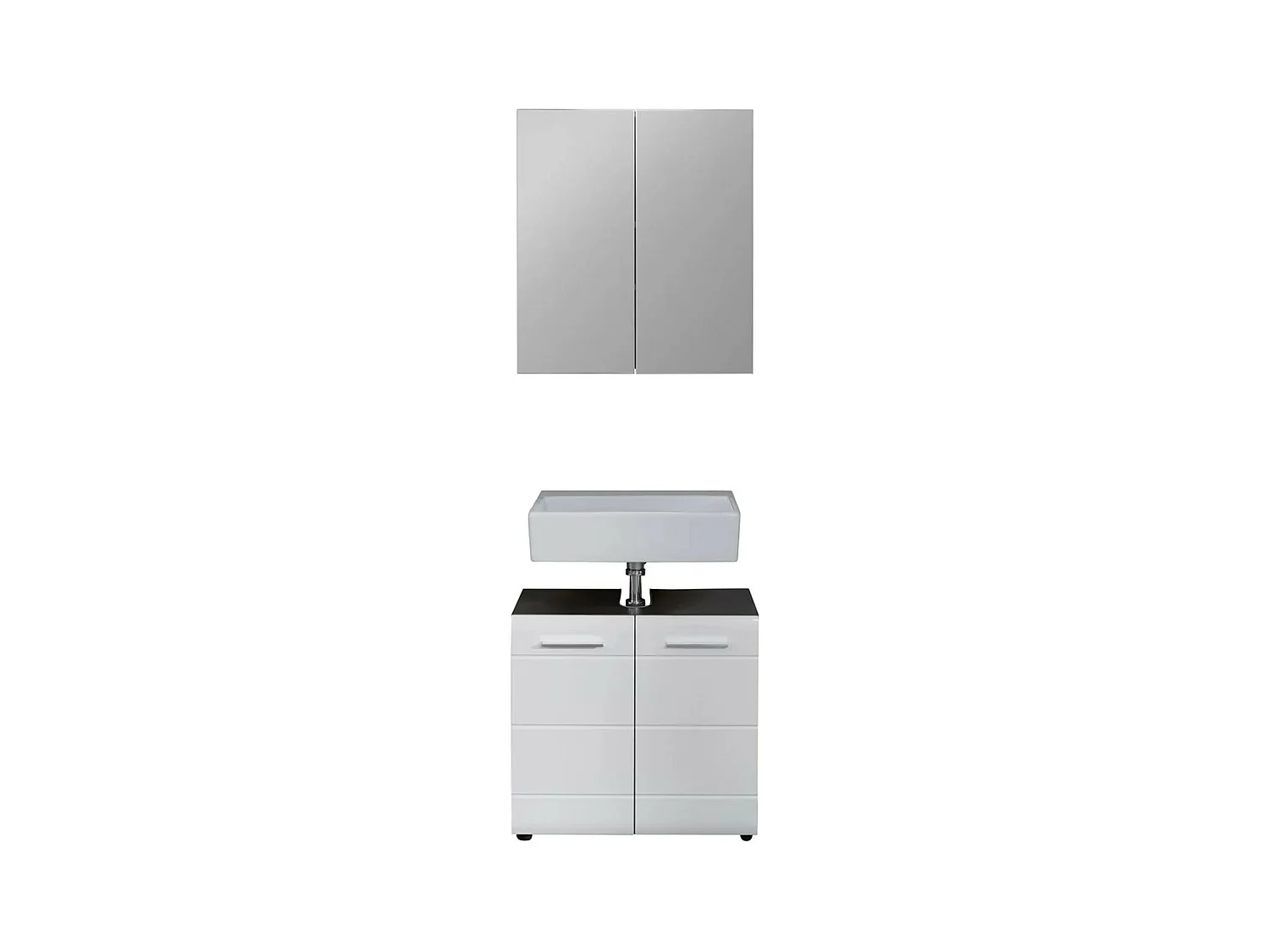 Ensemble meuble de salle de bain 2 pièces blanc et gris Bezzi