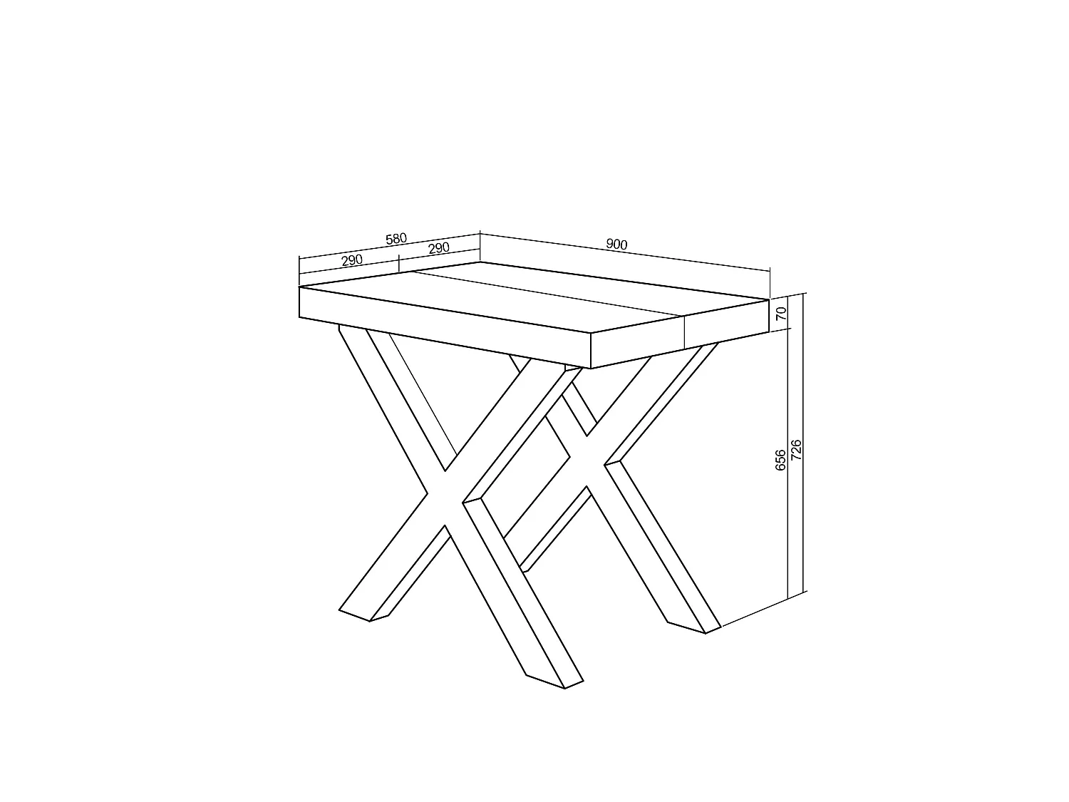 Table console extensible, 160x90x73cm, Pour 8 personnes, Pieds bois massif, Ciment