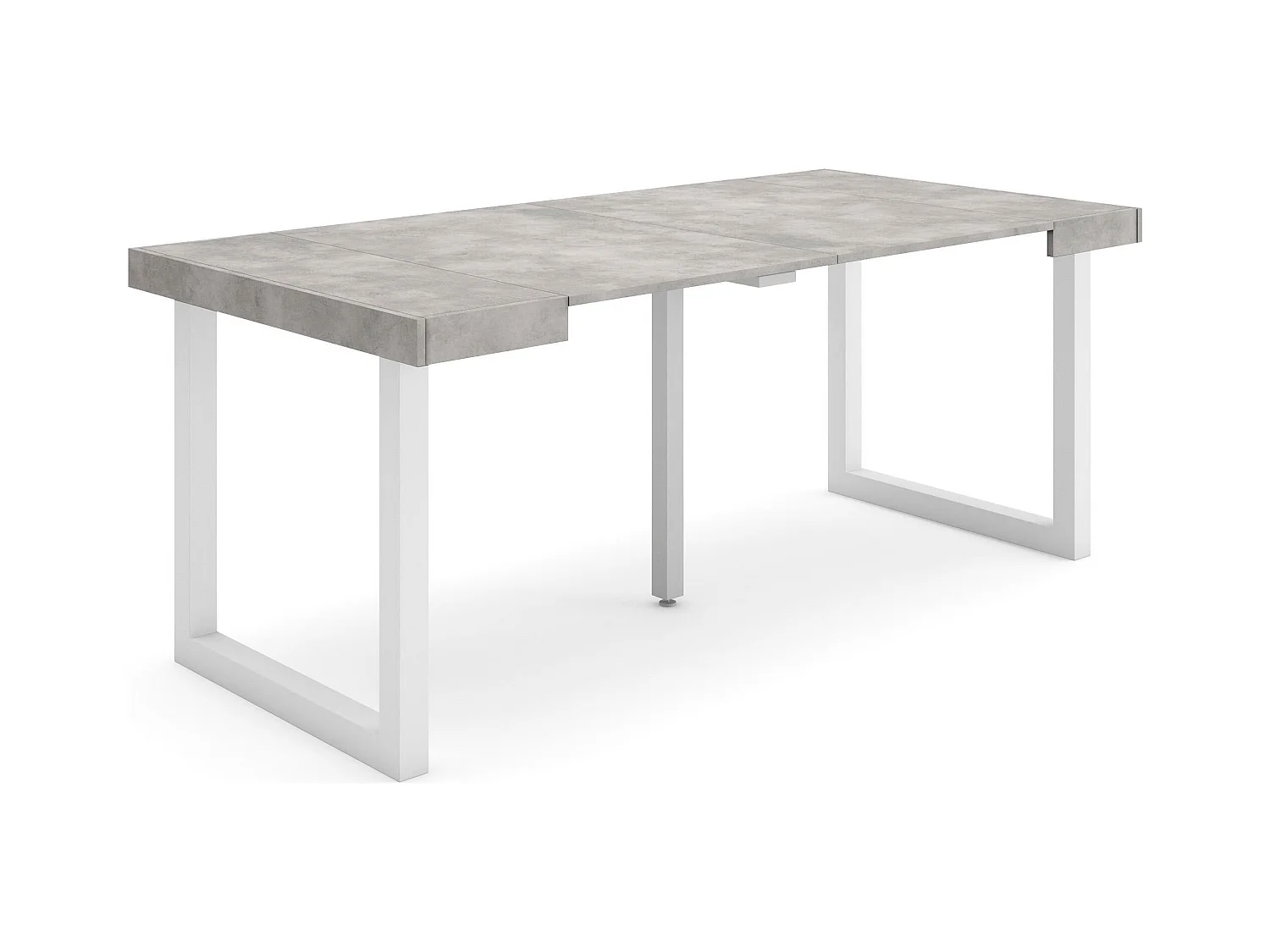 Table console extensible, 180x90x73cm, Pour 8 personnes, Pieds bois massif, Ciment