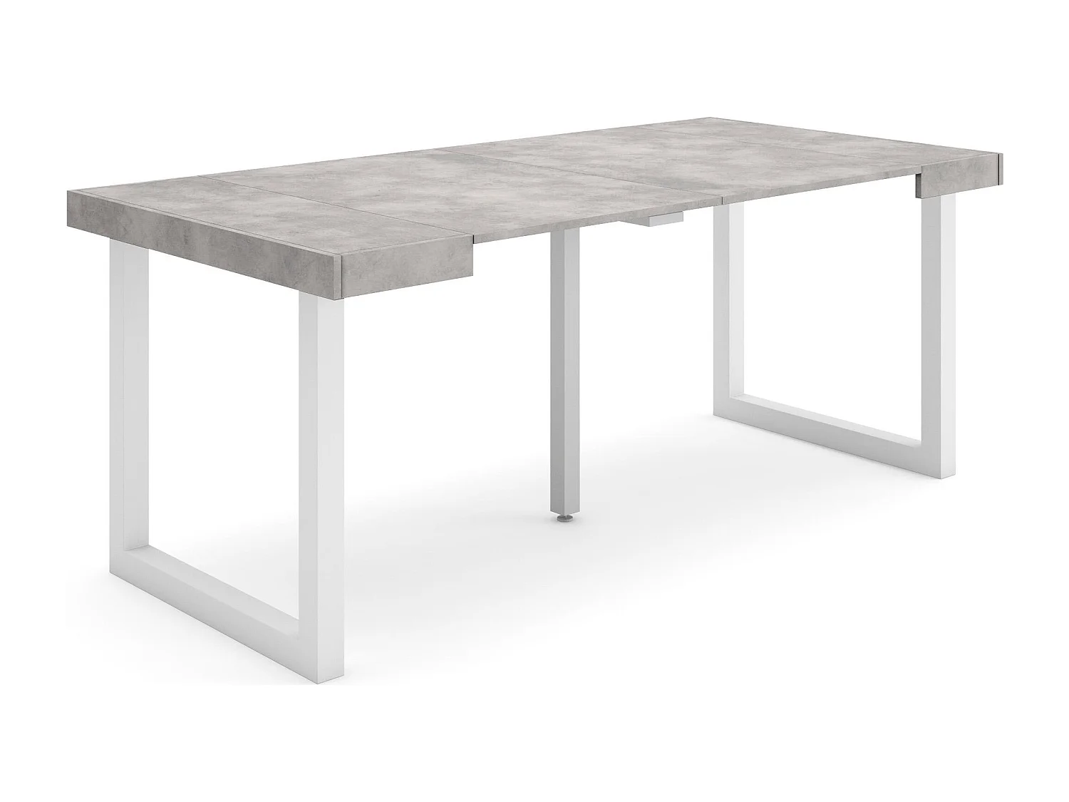 Table console extensible, 180x90x73cm, Pour 8 personnes, Pieds bois massif, Ciment