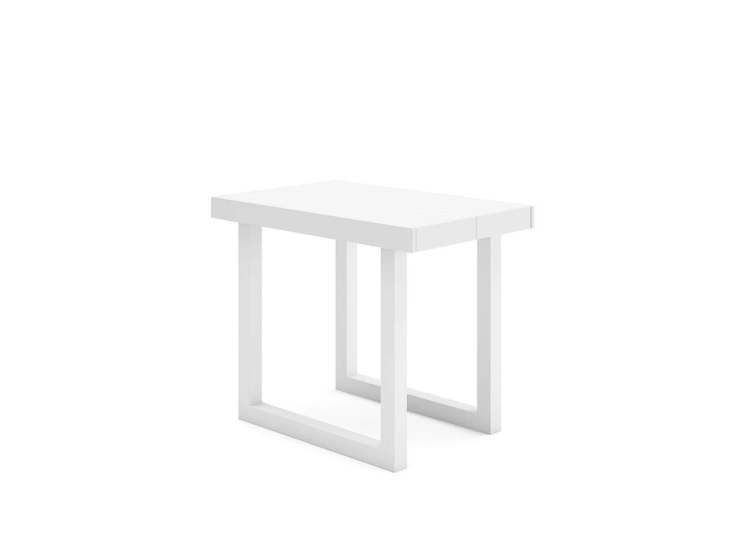 Table console extensible, 180x90x73cm, Pour 8 personnes, Pieds bois massif, Blanc