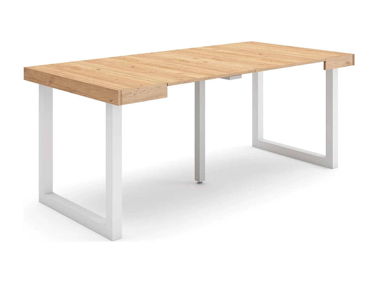 Uitschuifbare Consoletafel, 180x90x73cm, Voor 8 personen, Massief houten poten, Eiken